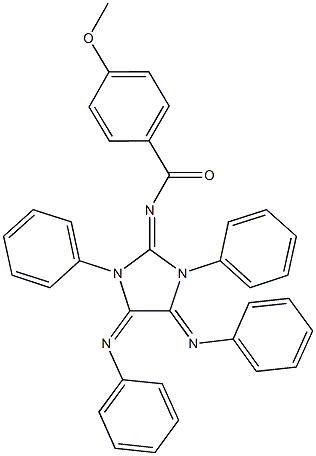 N-[1,3-diphenyl-4,5-bis(phenylimino)imidazolidin-2-ylidene]-4-methoxybenzamide Struktur