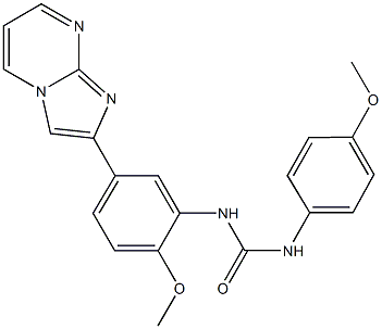 N-(5-imidazo[1,2-a]pyrimidin-2-yl-2-methoxyphenyl)-N'-(4-methoxyphenyl)urea Struktur