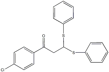 1-(4-chlorophenyl)-3,3-bis(phenylsulfanyl)-1-propanone Struktur