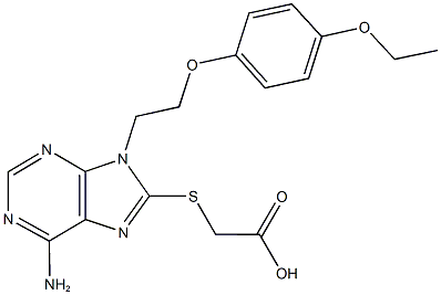 ({6-amino-9-[2-(4-ethoxyphenoxy)ethyl]-9H-purin-8-yl}sulfanyl)acetic acid Struktur