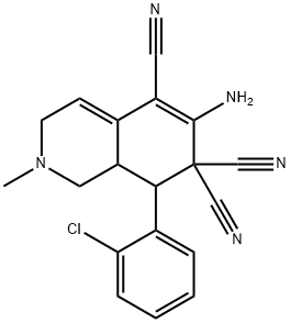 6-amino-8-(2-chlorophenyl)-2-methyl-2,3,8,8a-tetrahydro-5,7,7(1H)-isoquinolinetricarbonitrile Struktur