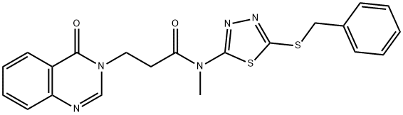 N-[5-(benzylsulfanyl)-1,3,4-thiadiazol-2-yl]-N-methyl-3-(4-oxo-3(4H)-quinazolinyl)propanamide Struktur