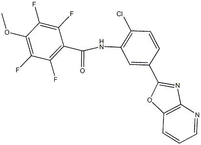 N-(2-chloro-5-[1,3]oxazolo[4,5-b]pyridin-2-ylphenyl)-2,3,5,6-tetrafluoro-4-methoxybenzamide Struktur