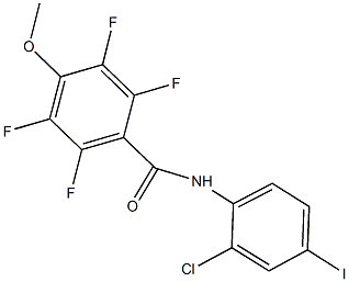 N-(2-chloro-4-iodophenyl)-2,3,5,6-tetrafluoro-4-methoxybenzamide Struktur