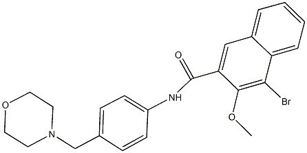 4-bromo-3-methoxy-N-[4-(4-morpholinylmethyl)phenyl]-2-naphthamide Struktur