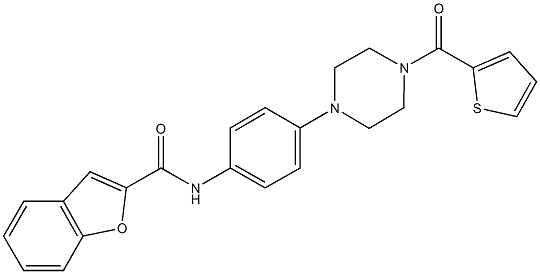 N-{4-[4-(2-thienylcarbonyl)-1-piperazinyl]phenyl}-1-benzofuran-2-carboxamide Struktur