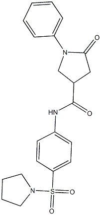 5-oxo-1-phenyl-N-[4-(1-pyrrolidinylsulfonyl)phenyl]-3-pyrrolidinecarboxamide Struktur