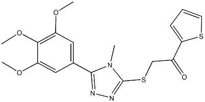 2-{[4-methyl-5-(3,4,5-trimethoxyphenyl)-4H-1,2,4-triazol-3-yl]sulfanyl}-1-(2-thienyl)ethanone Struktur