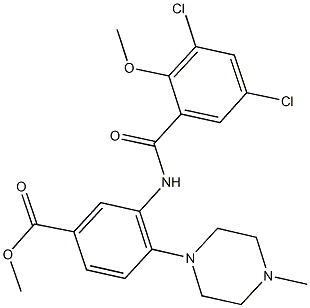 methyl 3-[(3,5-dichloro-2-methoxybenzoyl)amino]-4-(4-methyl-1-piperazinyl)benzoate Struktur