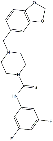 4-(1,3-benzodioxol-5-ylmethyl)-N-(3,5-difluorophenyl)-1-piperazinecarbothioamide Struktur