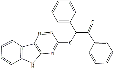 1,2-diphenyl-2-(5H-[1,2,4]triazino[5,6-b]indol-3-ylsulfanyl)ethanone Struktur