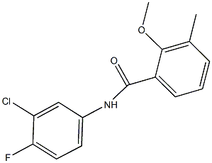 N-(3-chloro-4-fluorophenyl)-2-methoxy-3-methylbenzamide Struktur