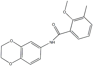 N-(2,3-dihydro-1,4-benzodioxin-6-yl)-2-methoxy-3-methylbenzamide Struktur