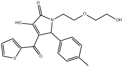 3-hydroxy-1-[2-(2-hydroxyethoxy)ethyl]-5-(4-methylphenyl)-4-(2-thienylcarbonyl)-1,5-dihydro-2H-pyrrol-2-one Struktur