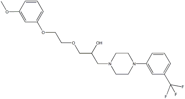 1-[2-(3-methoxyphenoxy)ethoxy]-3-{4-[3-(trifluoromethyl)phenyl]-1-piperazinyl}-2-propanol Struktur