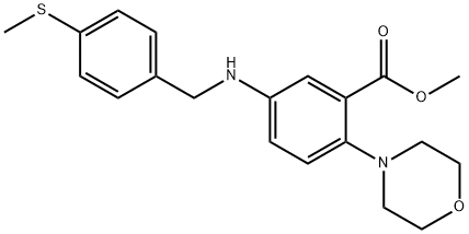 methyl 5-{[4-(methylsulfanyl)benzyl]amino}-2-(4-morpholinyl)benzoate Struktur