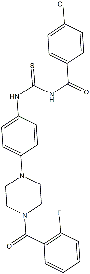 N-(4-chlorobenzoyl)-N'-{4-[4-(2-fluorobenzoyl)-1-piperazinyl]phenyl}thiourea Struktur