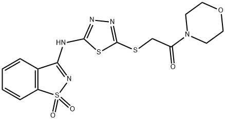 N-(1,1-dioxido-1,2-benzisothiazol-3-yl)-N-(5-{[2-(4-morpholinyl)-2-oxoethyl]sulfanyl}-1,3,4-thiadiazol-2-yl)amine Struktur