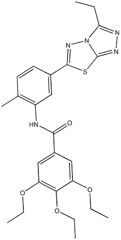 3,4,5-triethoxy-N-[5-(3-ethyl[1,2,4]triazolo[3,4-b][1,3,4]thiadiazol-6-yl)-2-methylphenyl]benzamide Struktur