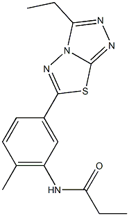 N-[5-(3-ethyl[1,2,4]triazolo[3,4-b][1,3,4]thiadiazol-6-yl)-2-methylphenyl]propanamide Struktur