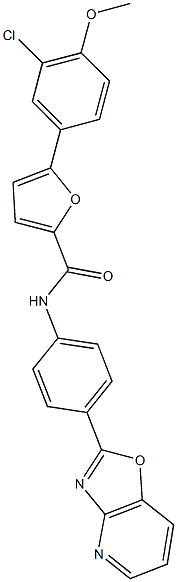 5-(3-chloro-4-methoxyphenyl)-N-(4-[1,3]oxazolo[4,5-b]pyridin-2-ylphenyl)-2-furamide Struktur