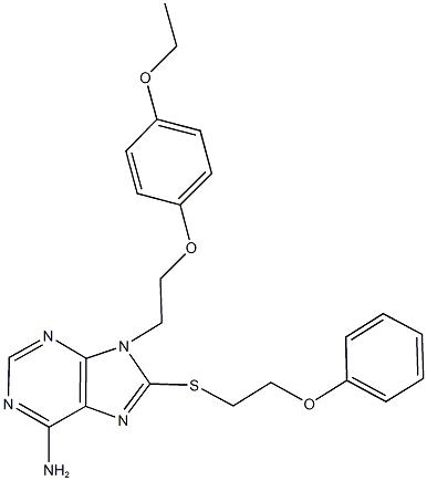 9-[2-(4-ethoxyphenoxy)ethyl]-8-[(2-phenoxyethyl)sulfanyl]-9H-purin-6-amine Struktur