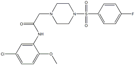 N-(5-chloro-2-methoxyphenyl)-2-{4-[(4-fluorophenyl)sulfonyl]-1-piperazinyl}acetamide Struktur