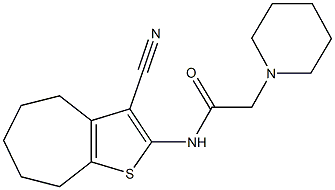 N-(3-cyano-5,6,7,8-tetrahydro-4H-cyclohepta[b]thien-2-yl)-2-(1-piperidinyl)acetamide Struktur