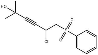 5-chloro-2-methyl-6-(phenylsulfonyl)-3-hexyn-2-ol Struktur