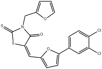 5-{[5-(3,4-dichlorophenyl)-2-furyl]methylene}-3-(2-furylmethyl)-2-thioxo-1,3-thiazolidin-4-one Struktur