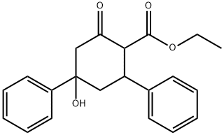 ethyl 4-hydroxy-2-oxo-4,6-diphenylcyclohexanecarboxylate Struktur