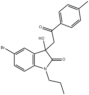 5-bromo-3-hydroxy-3-[2-(4-methylphenyl)-2-oxoethyl]-1-propyl-1,3-dihydro-2H-indol-2-one Struktur