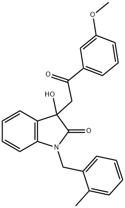 3-hydroxy-3-[2-(3-methoxyphenyl)-2-oxoethyl]-1-(2-methylbenzyl)-1,3-dihydro-2H-indol-2-one Struktur