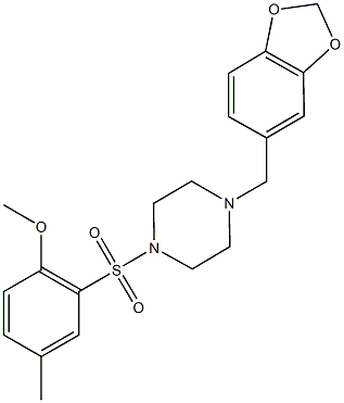 2-{[4-(1,3-benzodioxol-5-ylmethyl)-1-piperazinyl]sulfonyl}-4-methylphenyl methyl ether Struktur