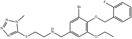 N-{3-bromo-5-ethoxy-4-[(2-fluorobenzyl)oxy]benzyl}-N-{2-[(1-methyl-1H-tetraazol-5-yl)sulfanyl]ethyl}amine Struktur