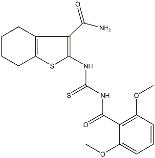 2-({[(2,6-dimethoxybenzoyl)amino]carbothioyl}amino)-4,5,6,7-tetrahydro-1-benzothiophene-3-carboxamide Struktur