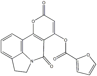 7,10-dioxo-4,5-dihydro-7H,10H-pyrano[3,2-c]pyrrolo[3,2,1-ij]quinolin-8-yl 2-furoate Struktur