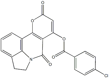 7,10-dioxo-4,5-dihydro-7H,10H-pyrano[3,2-c]pyrrolo[3,2,1-ij]quinolin-8-yl 4-chlorobenzoate Struktur