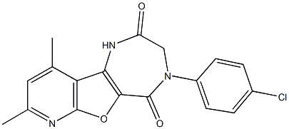 4-(4-chlorophenyl)-8,10-dimethyl-3,4-dihydro-1H-pyrido[3',2':4,5]furo[3,2-e][1,4]diazepine-2,5-dione Struktur