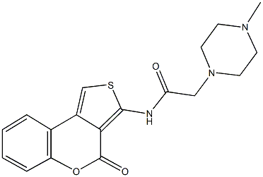 2-(4-methyl-1-piperazinyl)-N-(4-oxo-4H-thieno[3,4-c]chromen-3-yl)acetamide Struktur