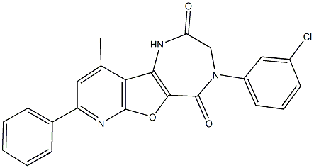 4-(3-chlorophenyl)-10-methyl-8-phenyl-3,4-dihydro-1H-pyrido[3',2':4,5]furo[3,2-e][1,4]diazepine-2,5-dione Struktur