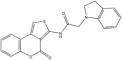 2-(2,3-dihydro-1H-indol-1-yl)-N-(4-oxo-4H-thieno[3,4-c]chromen-3-yl)acetamide Struktur