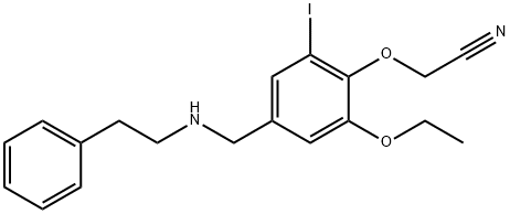 (2-ethoxy-6-iodo-4-{[(2-phenylethyl)amino]methyl}phenoxy)acetonitrile Struktur