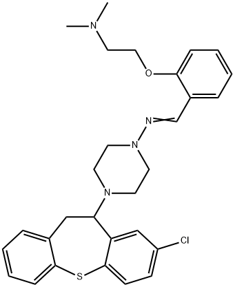 N-[4-(8-chloro-10,11-dihydrodibenzo[b,f]thiepin-10-yl)-1-piperazinyl]-N-{2-[2-(dimethylamino)ethoxy]benzylidene}amine Struktur