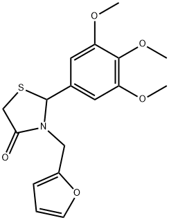 3-(2-furylmethyl)-2-(3,4,5-trimethoxyphenyl)-1,3-thiazolidin-4-one Struktur