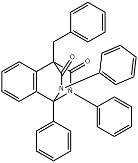 1-benzyl-8,9,12-triphenyl-9,12-diazatricyclo[6.2.2.0~2,7~]dodeca-2,4,6-triene-10,11-dione Struktur