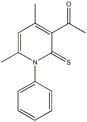 1-(4,6-dimethyl-1-phenyl-2-thioxo-1,2-dihydro-3-pyridinyl)ethanone Struktur