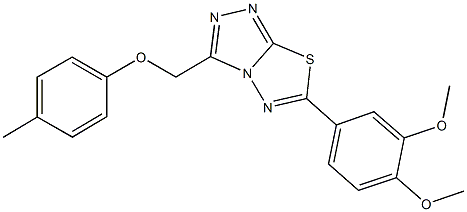 6-(3,4-dimethoxyphenyl)-3-[(4-methylphenoxy)methyl][1,2,4]triazolo[3,4-b][1,3,4]thiadiazole Struktur