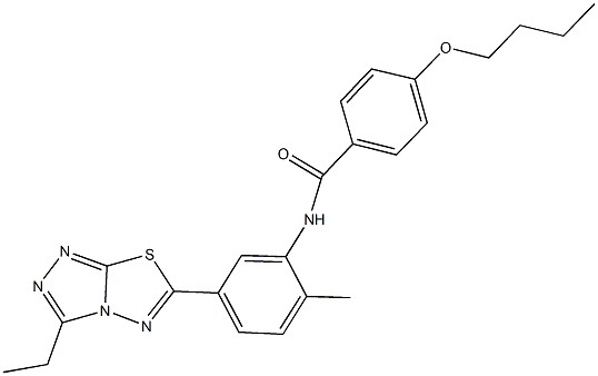 4-butoxy-N-[5-(3-ethyl[1,2,4]triazolo[3,4-b][1,3,4]thiadiazol-6-yl)-2-methylphenyl]benzamide Struktur