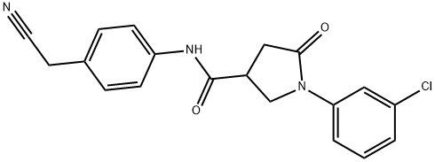 1-(3-chlorophenyl)-N-[4-(cyanomethyl)phenyl]-5-oxo-3-pyrrolidinecarboxamide Struktur